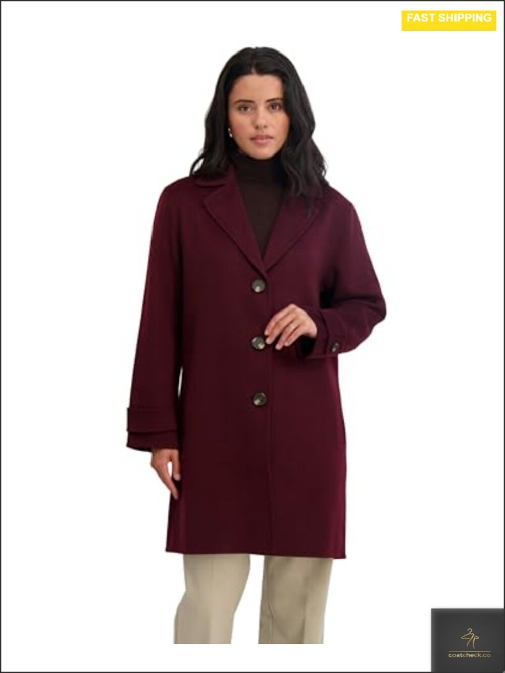 Women's Relaxed Fit Double-faced Soft Wool Blend Topper Coat with Front